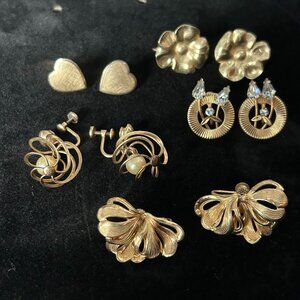 5 Pairs Vintage Screwback Earring Lot - Signed Van Dell, 1/20 12K gold filled